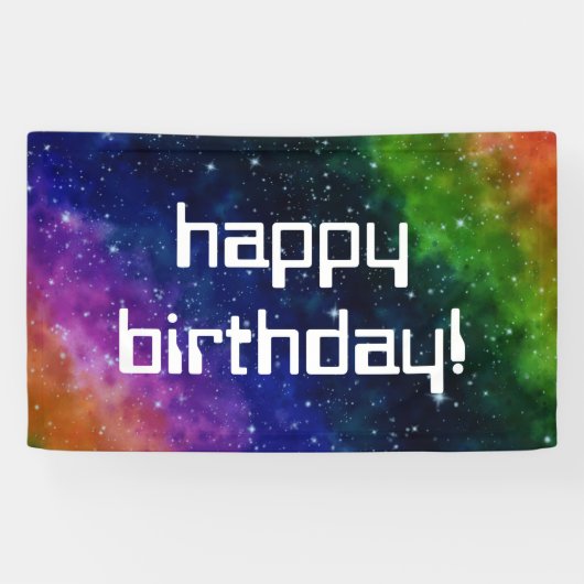 Colorful Galaxy Birthday Party Spandoek (Horizontaal)