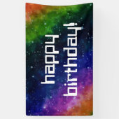 Colorful Galaxy Birthday Party Spandoek (Verticaal)