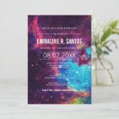 Colorful Galaxy Graduation Party Invite Kaart (Staand voorkant)