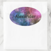 Colorful Galaxy Pattern Ovale Sticker (Tas)