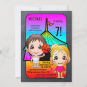 Colorful Games Festive Kids Birthday Uitnodiging (Voorkant)