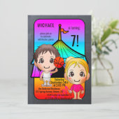 Colorful Games Festive Kids Birthday Uitnodiging (Staand voorkant)