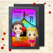 Colorful Games Festive Kids Birthday Uitnodiging