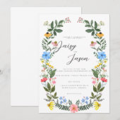 Colorful Garden Arch with Wildflower wedding Kaart (Voorkant / Achterkant)