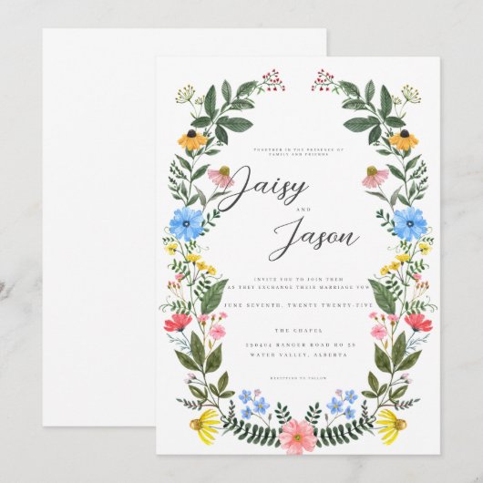 Colorful Garden Arch with Wildflower wedding Kaart (Voorkant / Achterkant)