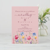 Colorful Garden Boho Wildflower On Pink Kaart (Staand voorkant)