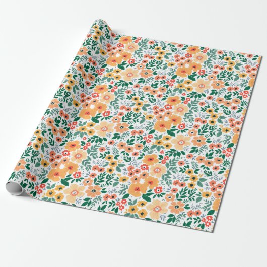 Colorful Garden Bouquet Pattern Cadeaupapier (Uitgerold)