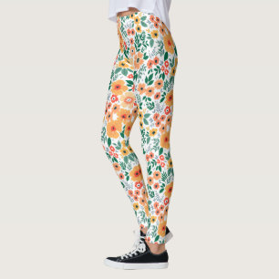 Colorful Garden Bouquet Pattern Leggings