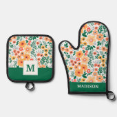 Colorful Garden Bouquet Pattern Ovenwant & Pannenlap Set (Voorkant)