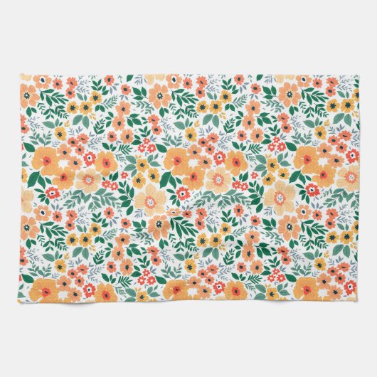 Colorful Garden Bouquet Pattern Theedoek (Horizontaal)