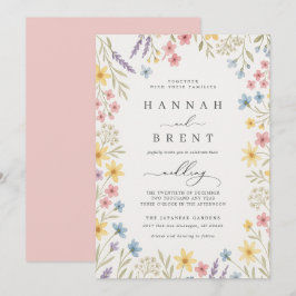 Colorful Garden Floral Wedding Invitation Kaart