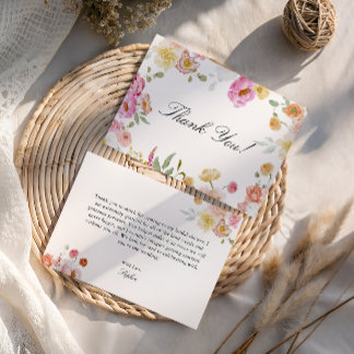 Colorful Garden Flowers Bridal Shower Bedankkaart