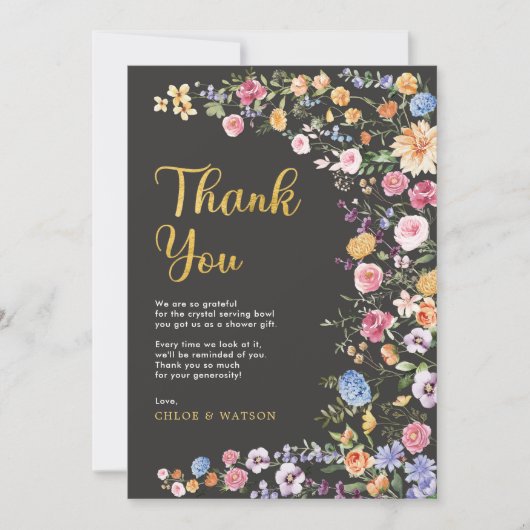 Colorful Garden Flowers Couples Vrijgezellenfeest Bedankkaart (Voorkant)