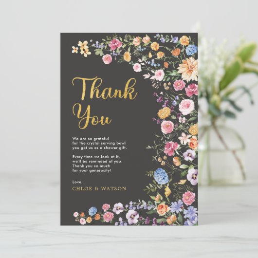 Colorful Garden Flowers Couples Vrijgezellenfeest Bedankkaart (Staand voorkant)