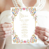 Colorful Garden Flowers Spring Wedding Menu Kaart
