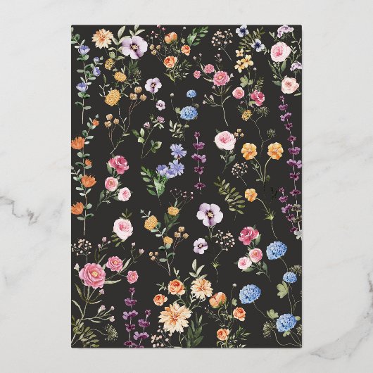 Colorful Garden Flowers Wedding Party Folie Uitnodiging (Achterkant)