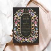 Colorful Garden Flowers Wedding Party Folie Uitnodiging