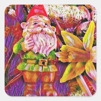 Colorful Garden Gnome Vierkante Sticker