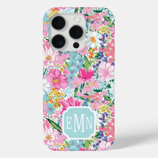 Colorful Garden Monogrammed Case-Mate iPhone Case (Achterkant)