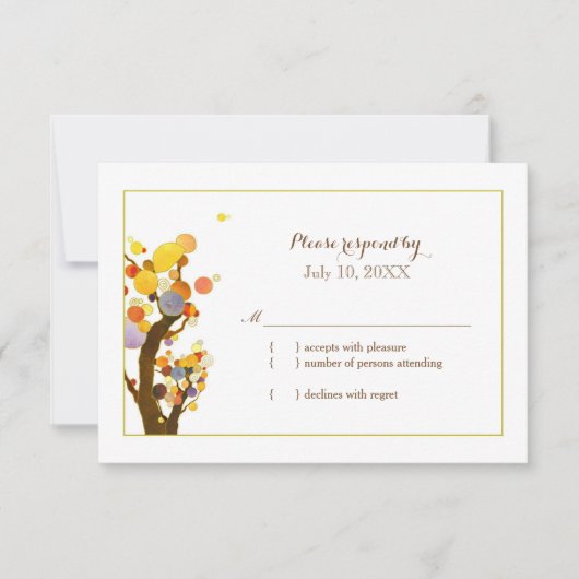 Colorful Garden Trees Wedding RSVP Kaart (Voorkant)