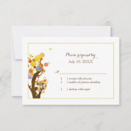 Colorful Garden Trees Wedding RSVP Kaart