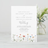 Colorful Garden wildflower Front & Back Wedding Kaart (Staand voorkant)