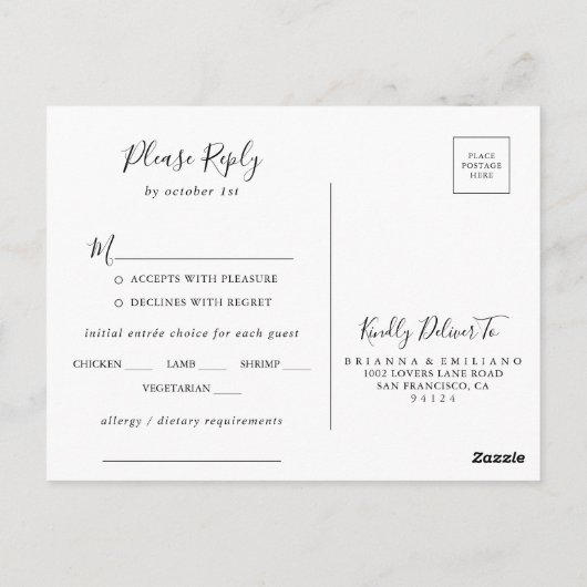 Colorful Garden wildflower Menu Choice RSVP  (Achterkant)