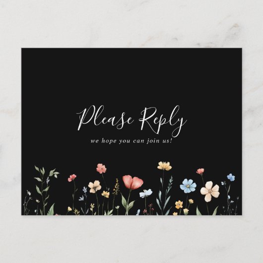 Colorful Garden wildflower Menu Choice RSVP  (Voorkant)