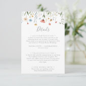 Colorful Garden wildflower Wedding Details Informatiekaartje (Staand voorkant)