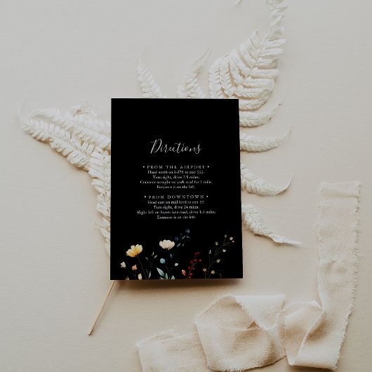 Colorful Garden wildflower Wedding Directions Informatiekaartje