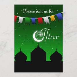 Colorful Garland and Mosque Iftar Party Invitation Kaart
