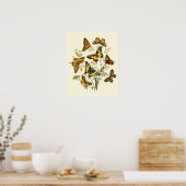 Colorful Gathering of Butterflies and Caterpillars Poster (Keuken)