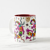 Colorful Gecko Cup Tweekleurige Koffiemok (Voorkant links)