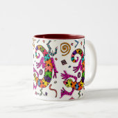 Colorful Gecko Cup Tweekleurige Koffiemok (Voorkant rechts)