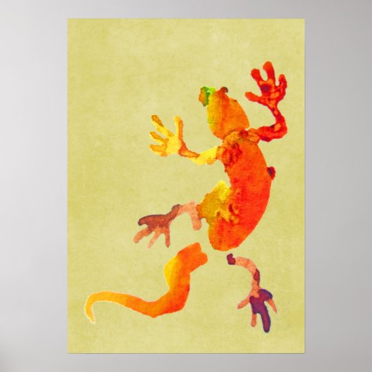 Colorful gecko waterverf illustratie poster (Voorkant)