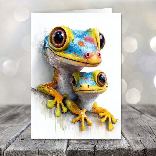 Colorful Geckos Father's Day Feestdagen Kaart