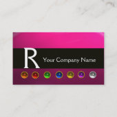 COLORFUL GEM STONES BLACK WHITE PINK MONOGRAM, VISITEKAARTJE (Achterkant)