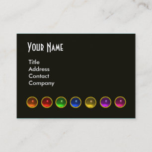 COLORFUL GEM STONES ZWARTE WITTE PAARSE MONOGRAM, VISITEKAARTJE