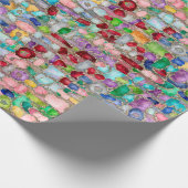 Colorful Gemstone Crystal Cluster Strings Cadeaupapier (Hoek)