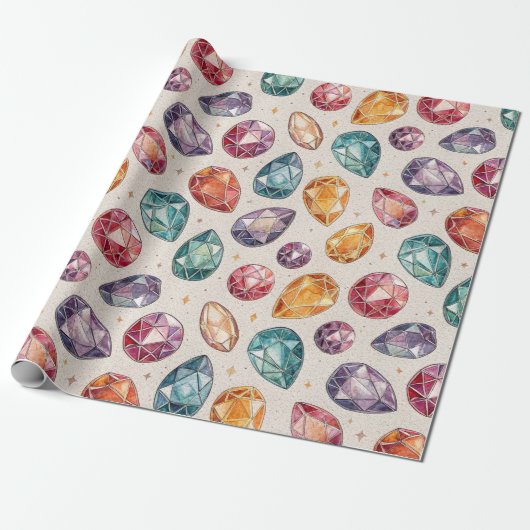 Colorful Gemstone Pattern (1) Cadeaupapier (Uitgerold)