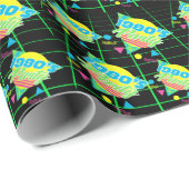 Colorful Geometric 1980s 80s Birthday Party Cadeaupapier (Rol Hoek)