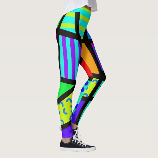 Colorful Geometric 80s Memphis Design Leggings (Rechts)