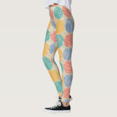 Colorful Geometric Abstract Circles On Cream Leggings (Links)