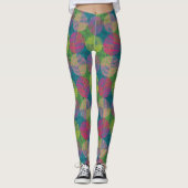 Colorful Geometric Abstract Circles On Green Leggings (Voorkant)