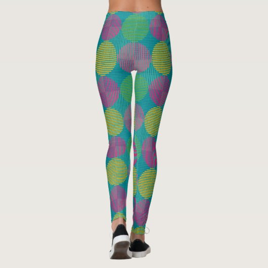 Colorful Geometric Abstract Circles On Teal Leggings (Achterkant)