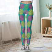 Colorful Geometric Abstract Circles On Teal Leggings