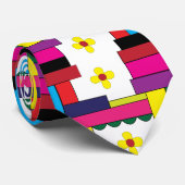 Colorful Geometric Abstract Floral Trendy Stropdas (Opgerold)