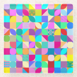 Colorful Geometric Abstract Fun Graphic Glazen Onderzetter
