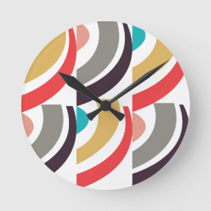 Colorful Geometric Abstract Patroon Ronde Klok