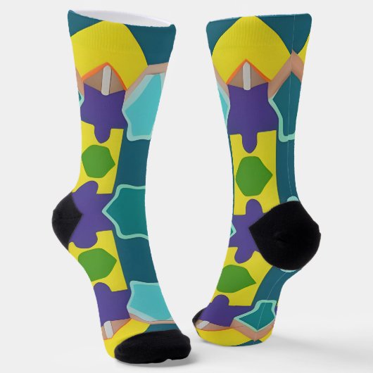 Colorful Geometric Abstract Patroon Sokken (Gebogen)
